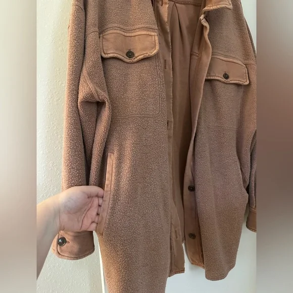 Free People Ruby Jacket Shacket Mauve Rose Pink XL Oversized - Picture 4 of 8